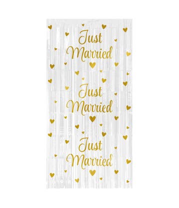Feestgordijn Just Married Wit/Goud, Ophalen of Verzenden, Nieuw
