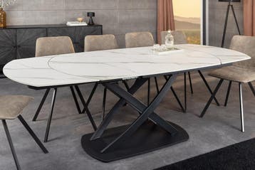 Uitschuifbare eettafel INCEPTION 130-190 cm wit marmer, Huis en Inrichting, Tafels | Eettafels, Ophalen of Verzenden, Nieuw