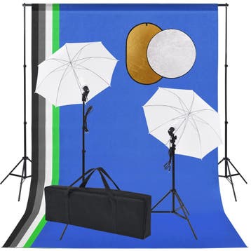 vidaXL Fotostudioset met lampen, paraplus, achtergrond en, Verzenden, Nieuw