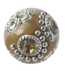 Bohemian kraal of Kashmiri kraal 19,5mm Beige met zilver..., Ophalen of Verzenden, Nieuw, Kraal