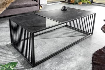 Design salontafel ARCHITECTURE 100cm zwart marmer rookglas, Ophalen of Verzenden, Nieuw