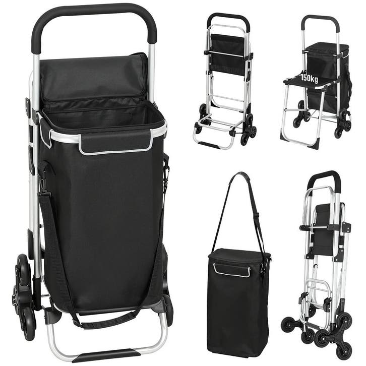 Winkelwagentje, 40 L Oxford-tas, 3-wiel Ontwerp, Aluminium F, Doe-het-zelf en Verbouw, Hout en Planken, Nieuw, Verzenden