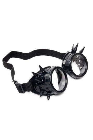 KIMU® Goggles Steampunk Bril Spikes Zwart Montuur Heldere Gl, Ophalen of Verzenden, Nieuw, Feestartikel, Carnaval