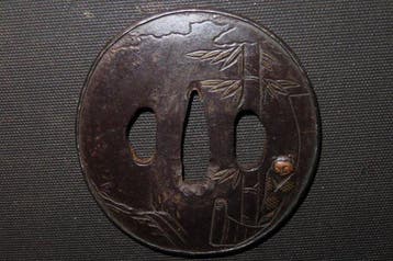 Smeedijzer - C6-61 Chikurin Doji Tsuba - Japan - Edo Periode