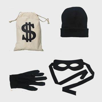 Halloween Bankrover Kostuum Set - Masker, Muts & Geldzak voo, Verzenden, Nieuw