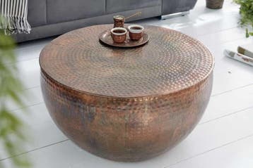 Ronde salontafel ORIENT II 60cm gevlamd koper metaal, Huis en Inrichting, Tafels | Salontafels, Ophalen of Verzenden, Nieuw