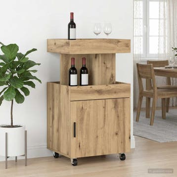 vidaXL Serveerwagen Artisanaal eiken 50 x 41 x 89 cm Bewerkt, Huis en Inrichting, Minder dan 50 cm, Verzenden, Nieuw, Minder dan 100 cm