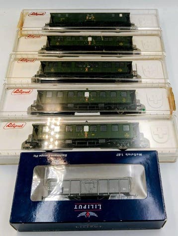 Liliput H0 - L221750 - Model treinwagon (6) - Vijf groene, Nieuw