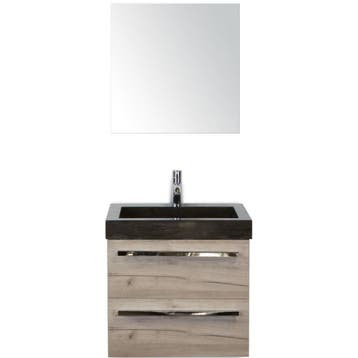 Seville Badmeubelset 60 cm - Craft Oak - Wastafel Hardsteen, Ophalen of Verzenden, Nieuw