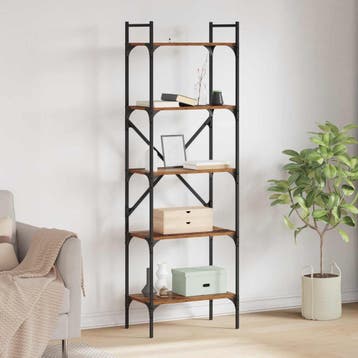 vidaXL Boekenkast 5-laags 56 x 32 x 174 cm Bewerkt hout Oud, Huis en Inrichting, Kasten | Boekenkasten, Minder dan 50 cm, Verzenden