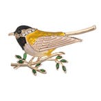 Fako Bijoux - Broche - Vogel - Vogel Op Tak - 45x26mm - Geel, Verzenden, Nieuw