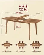 Nieuwe Uitschuifbare Eettafel – Massief Hout, 140 tot 180 cm, Huis en Inrichting, Tafels | Eettafels, Verzenden, Nieuw, 50 tot 100 cm