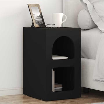 vidaXL Nachtkastje ELST Zwart 29,5 x 33,5 x 50 cm Bewerkt, Huis en Inrichting, Slaapkamer | Nachtkastjes, Minder dan 45 cm, Verzenden