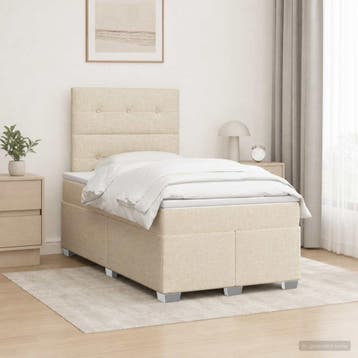 vidaXL Boxspringbed met matras Crèmekleurig 120 x 190 cm, Verzenden, Nieuw, Twijfelaar, Crème