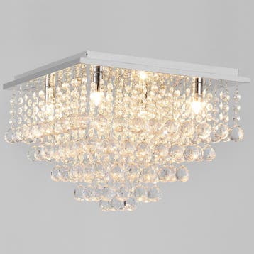 Plafondlamp Veli Prisma 28x38x38 met kristallen chroom 4xG9, Verzenden, Nieuw