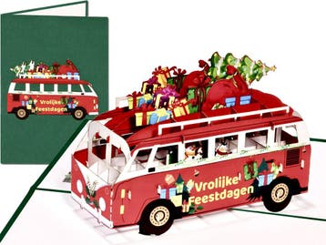 Pop-Up Kerstkaart Volkswagen Bus Vrolijke Feestdagen, Verzenden, Nieuw