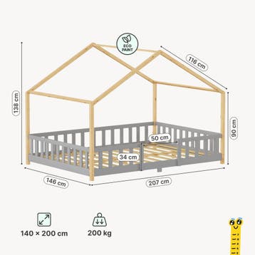 Kinderbed Treviolo met uitvalbeveiliging en matras [en.casa], Verzenden, Nieuw
