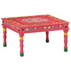 vidaXL Salontafel handbeschilderd massief mangohout roze, Huis en Inrichting, Verzenden, Nieuw, 50 tot 100 cm, Minder dan 50 cm