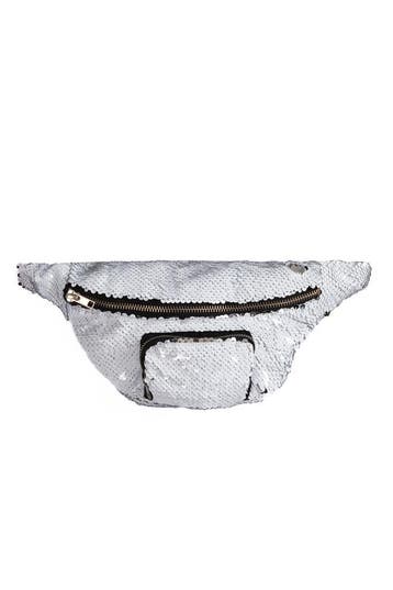 KIMU® Wit Zilver Heuptasje Omkeerbare Pailletten Sequin Heup, Sieraden, Tassen en Uiterlijk, Tassen | Damestassen, Ophalen of Verzenden