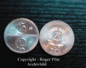 Ddr 10 Mark 1968 Johannes Gutenberg zilver, Verzenden