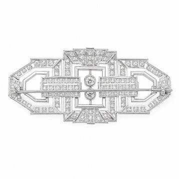 Broche Platina - 6.40ct. tw. Diamant (Natuurlijk) - Gemaakt
