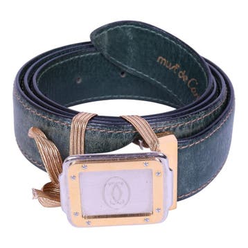 Cartier Must Riem Groen Leer - Two-Tone Plaque Gesp, Kleding | Dames, Verzenden, Zo goed als nieuw