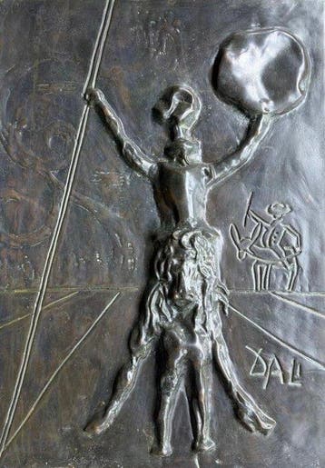 Salvador Dali (1904-1989) - Reliëf, Don Quijote - 65 cm -