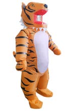 KIMU® Opblaas Kostuum Tijger Opblaasbaar Pak Tijgerpak Masco, Carnaval, Nieuw, Overige maten, Ophalen of Verzenden