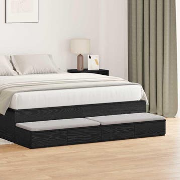 vidaXL Bedlades Zwart Eiken 150 x 36,5 x 16,5 cm Bewerkt, Verzenden, Nieuw, Hout, Minder dan 45 cm