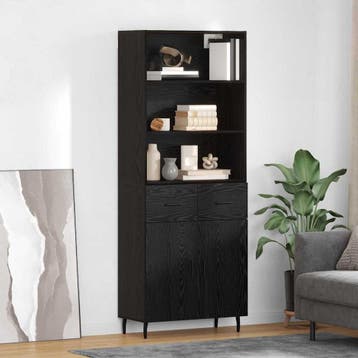 vidaXL buffetkast 2 st Zwart Eiken 69,5 x 34 x 180 cm, Minder dan 50 cm, Verzenden, Nieuw, Minder dan 100 cm