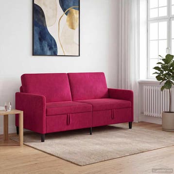 vidaXL Bank met opslag Wijnrood 172 x 78 x 87 cm Polyester, Huis en Inrichting, Banken | Bankstellen, Verzenden, Nieuw, Kunststof
