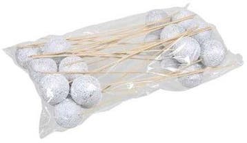 Kerstballen op lange stok onbreekbaar wit/zilver 60 mm zak, Ophalen of Verzenden, Nieuw