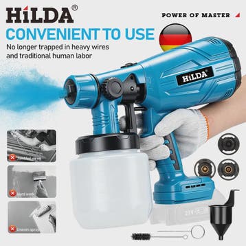 HILDA 21V Accu Verfspuit - Krachtige Draadloze HVLP Spuit vo, Verzenden, Nieuw