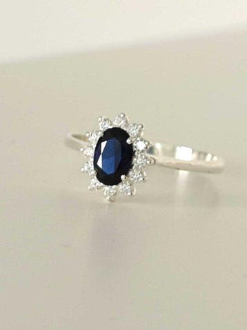 Zonder minimumprijs - Ring Zilver Diamant (Natuurlijk) -, Nieuw