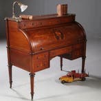 Groot chique mahonie trommel- of Cilinderbureau ca1860 rijk, Ophalen of Verzenden