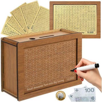 Ruhhy Houten Spaarpot 10.000 Challenge – Verwisselbare, Ophalen of Verzenden, Nieuw