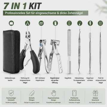 Professionele Manicure & Pedicure Set (7-delig) - Roestvrij, Verzenden, Nieuw