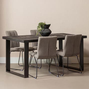 Mangohouten Eettafel Rechthoek Roy 280x120 cm Zwart (6cm), Verzenden, Nieuw, Industriële meubels, Rechthoekig