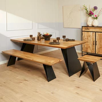 Eettafel Extense massief mangohout 240 cm naturel | Starfurn, Huis en Inrichting, Ophalen of Verzenden, Nieuw