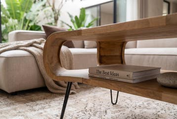 Salontafel ORGANIC LIVING 100cm met hairpin poten mangohout, Ophalen of Verzenden, Nieuw