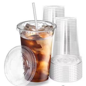 50 Wegwerp Plastic Bekers met Deksels voor Drankjes, Verzenden, Nieuw