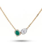 Halsketting - 14 karaat Geel goud - 1.01ct. tw. Smaragd -, Nieuw
