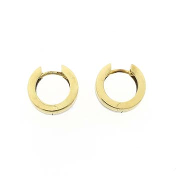 Bicolor gouden klapcreolen; Ø 14,7 mm (Oorbellen), Sieraden, Tassen en Uiterlijk, Ophalen of Verzenden, Gebruikt, Goud, Goud