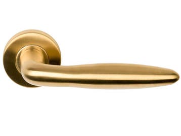 Deurklink BASICS LBXVIIIH op ronde rozet PVD mat goud, Verzenden, Nieuw