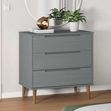 vidaXL Ladekast MOLDE 80x40x80 cm massief grenenhout grijs, Kinderen en Baby's, Kinderkamer | Commodes en Kasten, Verzenden, Nieuw