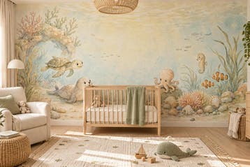 Zeedieren behang babykamer – fotobehang onderwaterwereld, Verzenden, Fotobehang