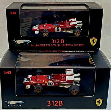 Mattel - Hot Wheels 1:43 - Model raceauto (2) - Ferrari 312, Nieuw