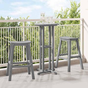 vidaXL Tuin Bar Set 3 st Lichtgrijs HDPE, Verzenden, Nieuw, 3 zitplaatsen