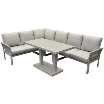 Saigon lounge dining set 5 delig verstelbare tafel latte, Ophalen of Verzenden, Nieuw, Aluminium