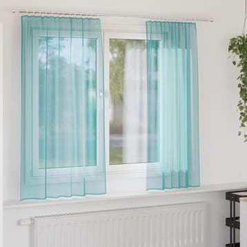 vidaXL Gordijnen voile met roedezakken 2 st turkoois, Verzenden, Nieuw